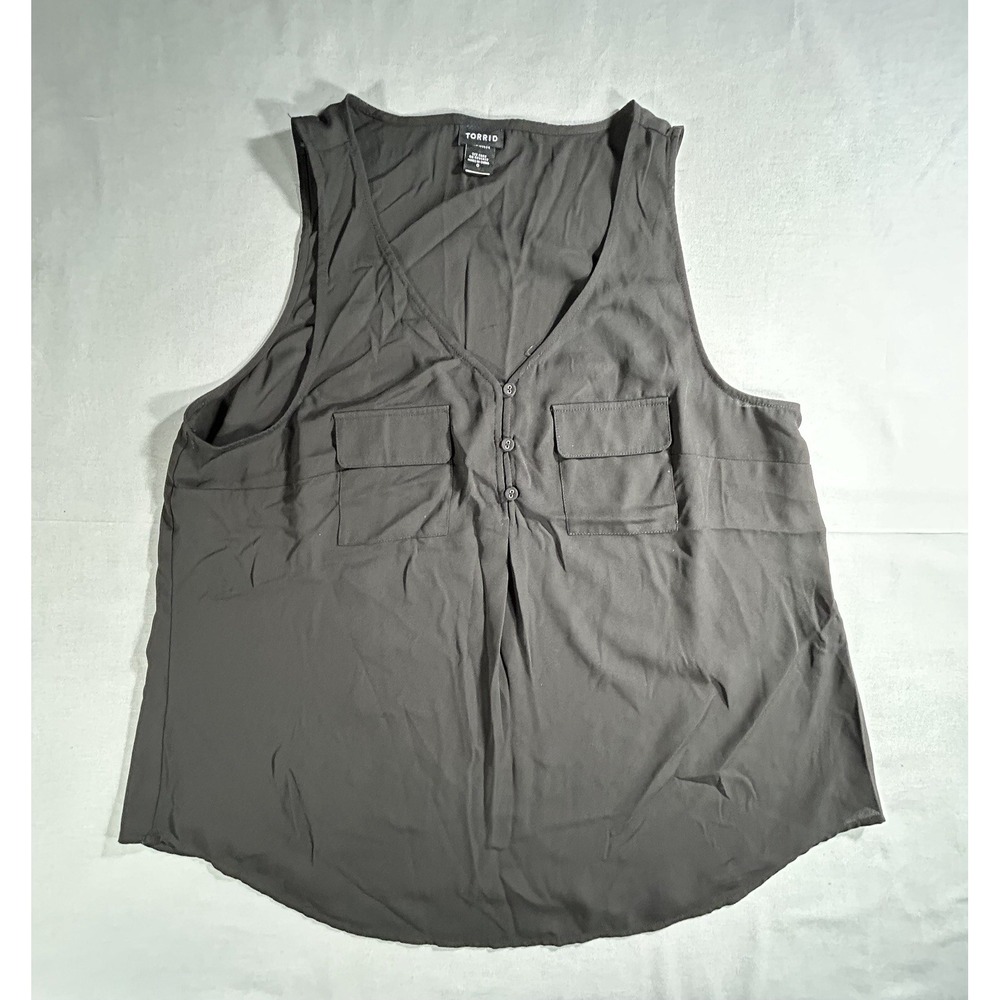 Torrid Black Vneck Sheer Tank‎ Womens 0/Large